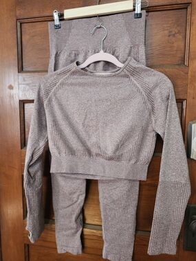 Source Unknown Dusty Rose Seamless Two-Piece Active Set